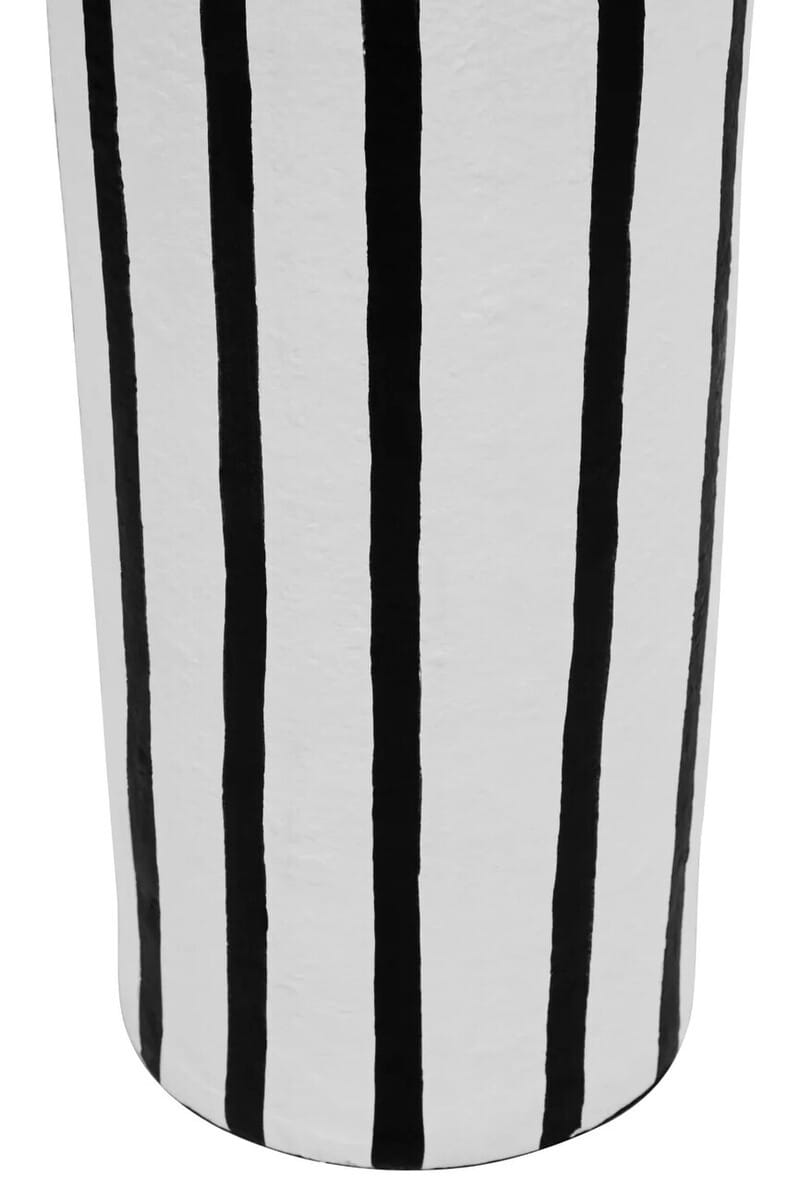 Esperance Lighting Carta Black and White Stripe Papier Mache Domed Floor Lamp House of Isabella UK