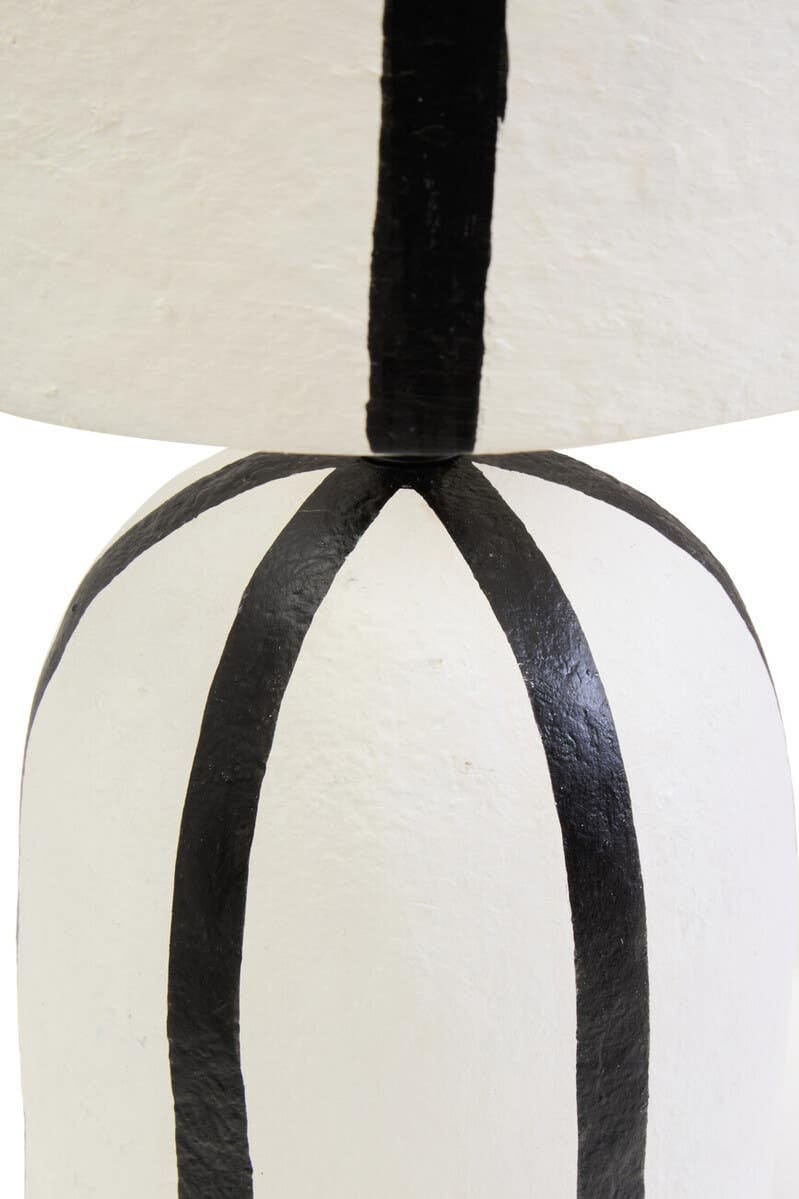 Esperance Lighting Carta Black and White Stripe Papier Mache Table Lamp House of Isabella UK