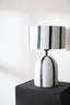 Esperance Lighting Carta Black and White Stripe Papier Mache Table Lamp House of Isabella UK