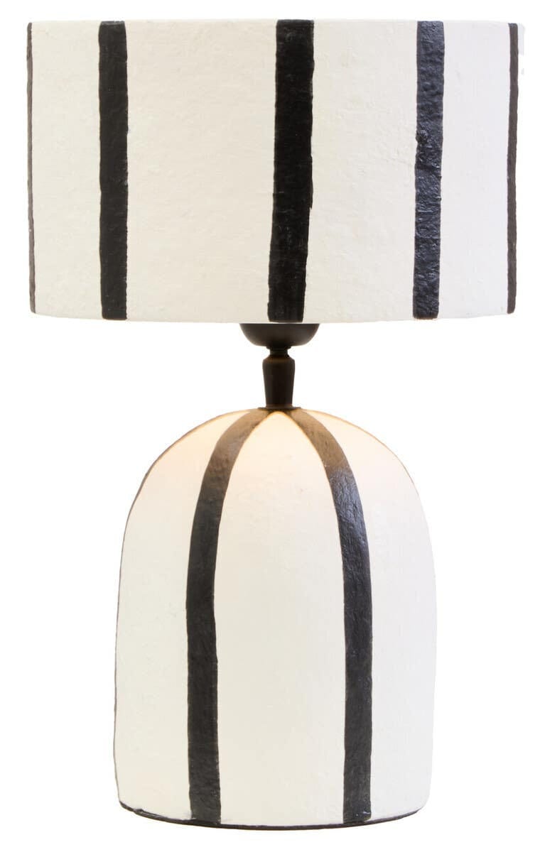 Esperance Lighting Carta Black and White Stripe Papier Mache Table Lamp House of Isabella UK