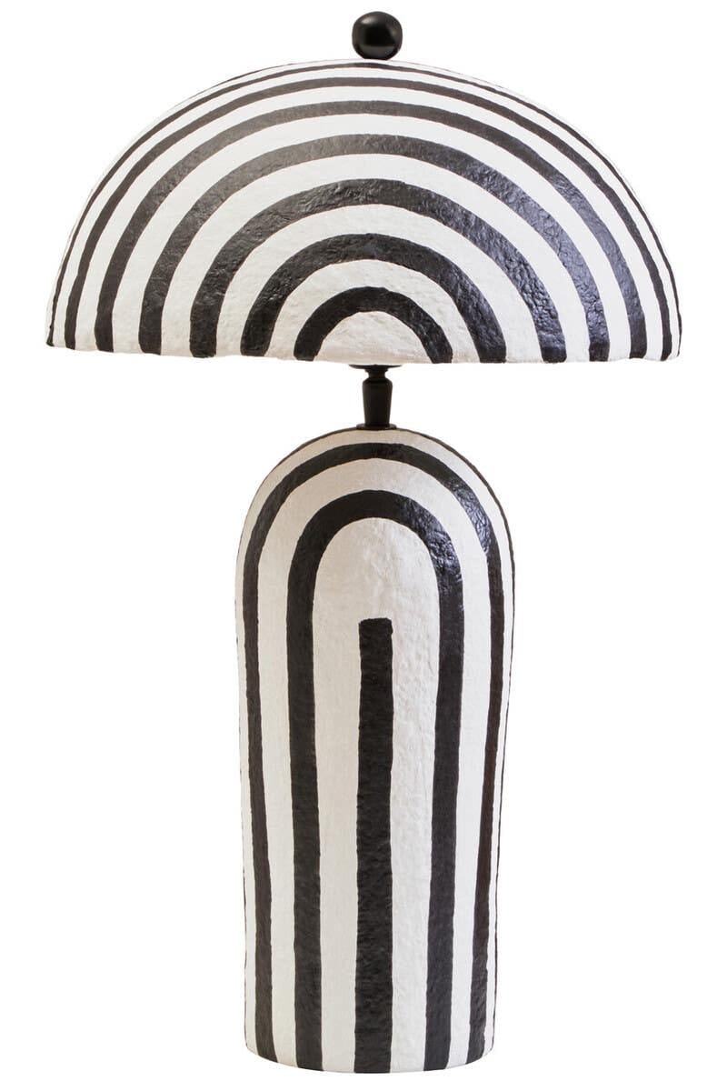 Esperance Lighting Carta Black and White Stripe Papier Mache Table Lamp with Dome Shade House of Isabella UK