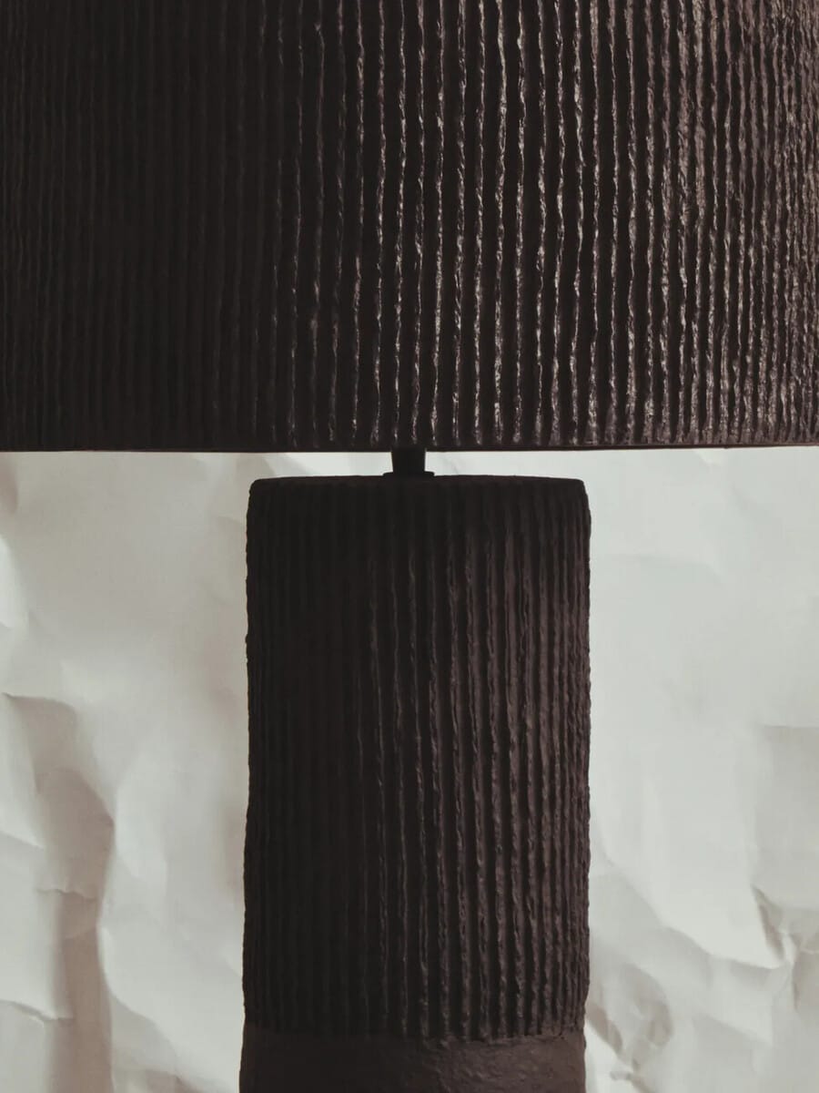 Esperance Lighting Carta Black Etched Linear Design Papier Mache Table Lamp House of Isabella UK