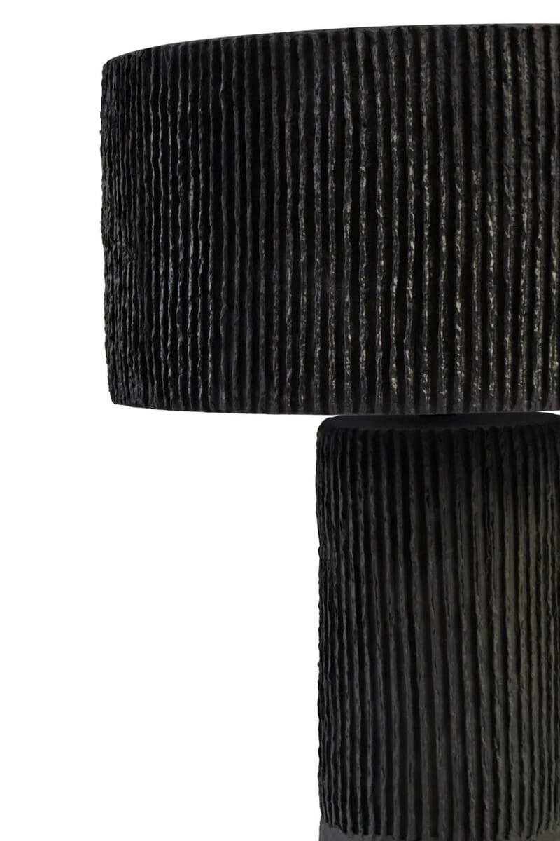 Esperance Lighting Carta Black Etched Linear Design Papier Mache Table Lamp House of Isabella UK