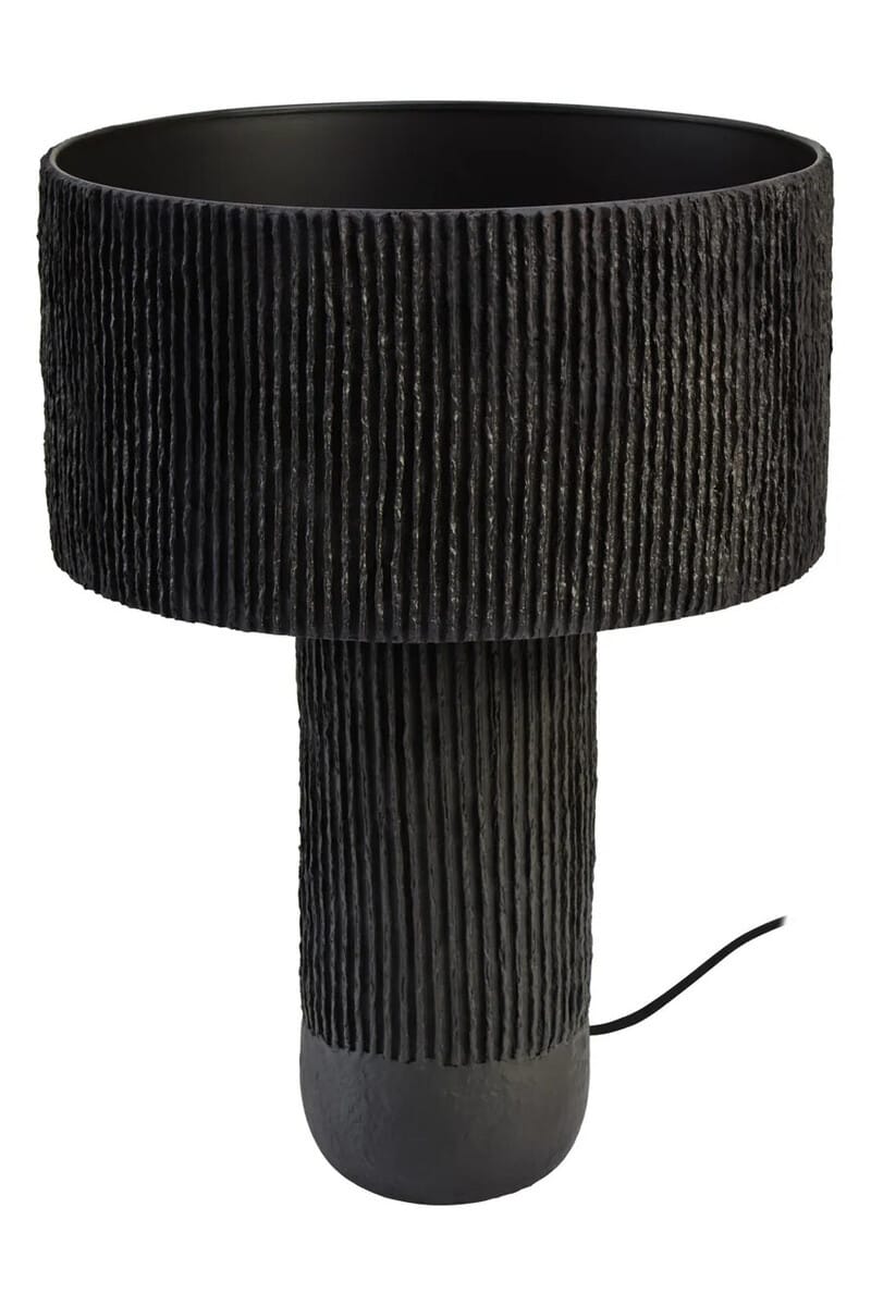 Esperance Lighting Carta Black Etched Linear Design Papier Mache Table Lamp House of Isabella UK