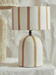 Esperance Lighting Carta Brown and White Stripe Papier Mache Table Lamp House of Isabella UK