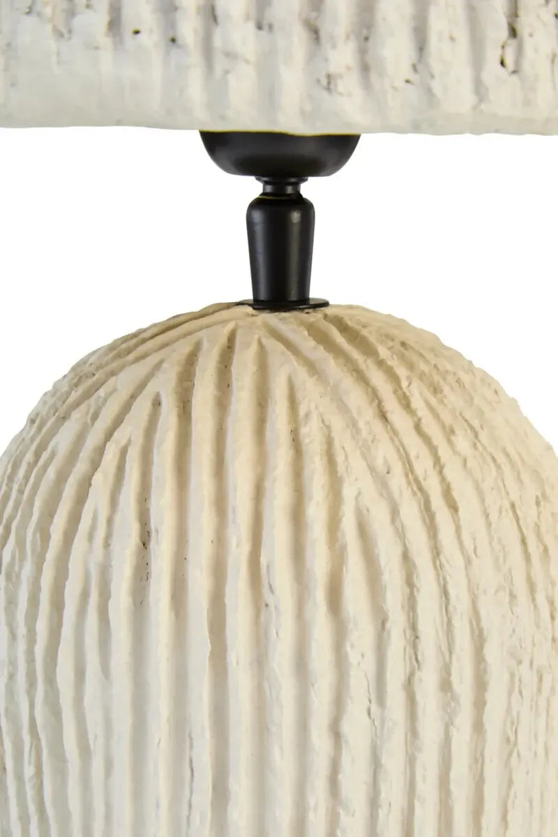 Esperance Lighting Carta Oatmeal Etched Linear Design Papier Mache Domed Table Lamp House of Isabella UK
