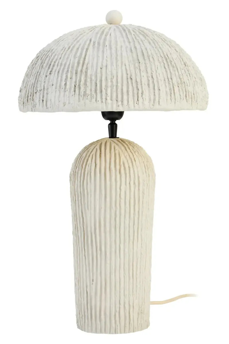 Esperance Lighting Carta Oatmeal Etched Linear Design Papier Mache Domed Table Lamp House of Isabella UK