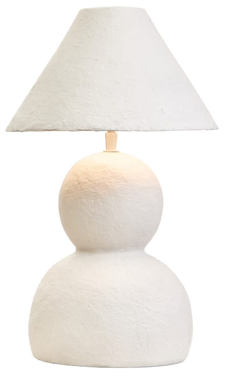 Esperance Lighting Carta White Papier Mache Table Lamp House of Isabella UK