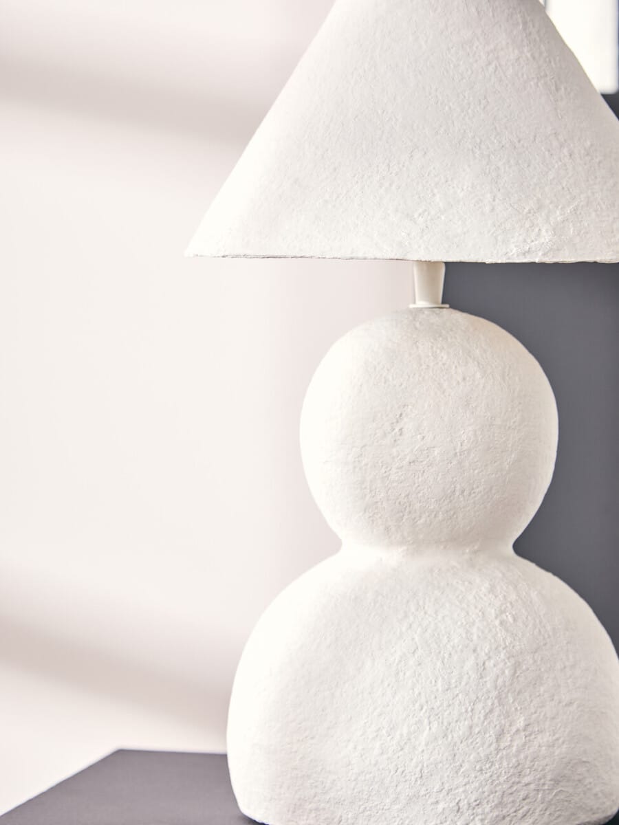 Esperance Lighting Carta White Papier Mache Table Lamp House of Isabella UK