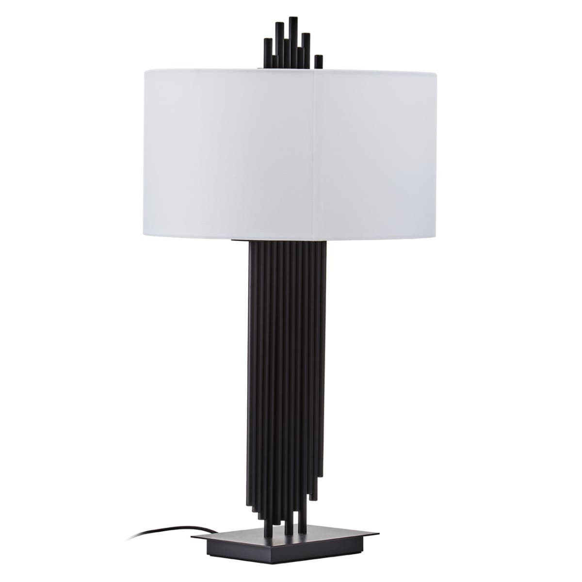 Esperance Lighting Impero Black Table Lamp with White Linen Shade House of Isabella UK