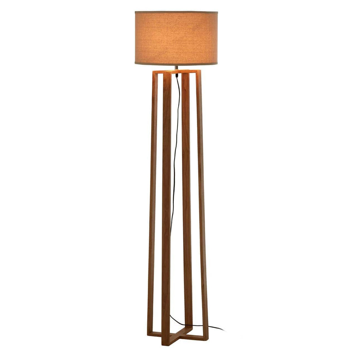 Esperance Lighting Lea Wooden Floor Lamp with Light Brown Shade House of Isabella UK