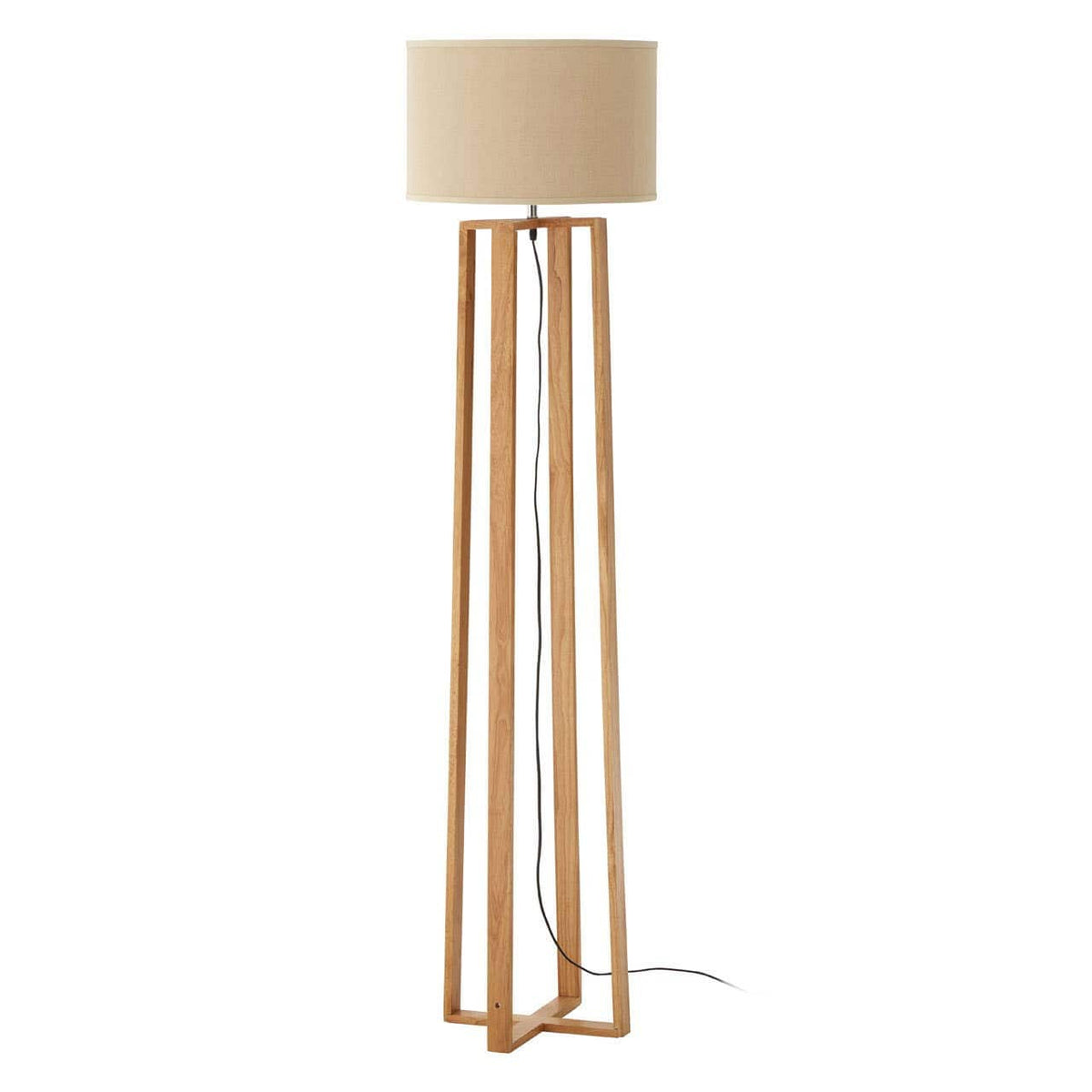 Esperance Lighting Lea Wooden Floor Lamp with Light Brown Shade House of Isabella UK