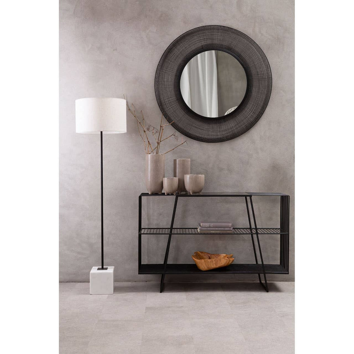 Esperance Lighting Murdoch Natural Linen Shade With White Marble Base Floor Lamp House of Isabella UK