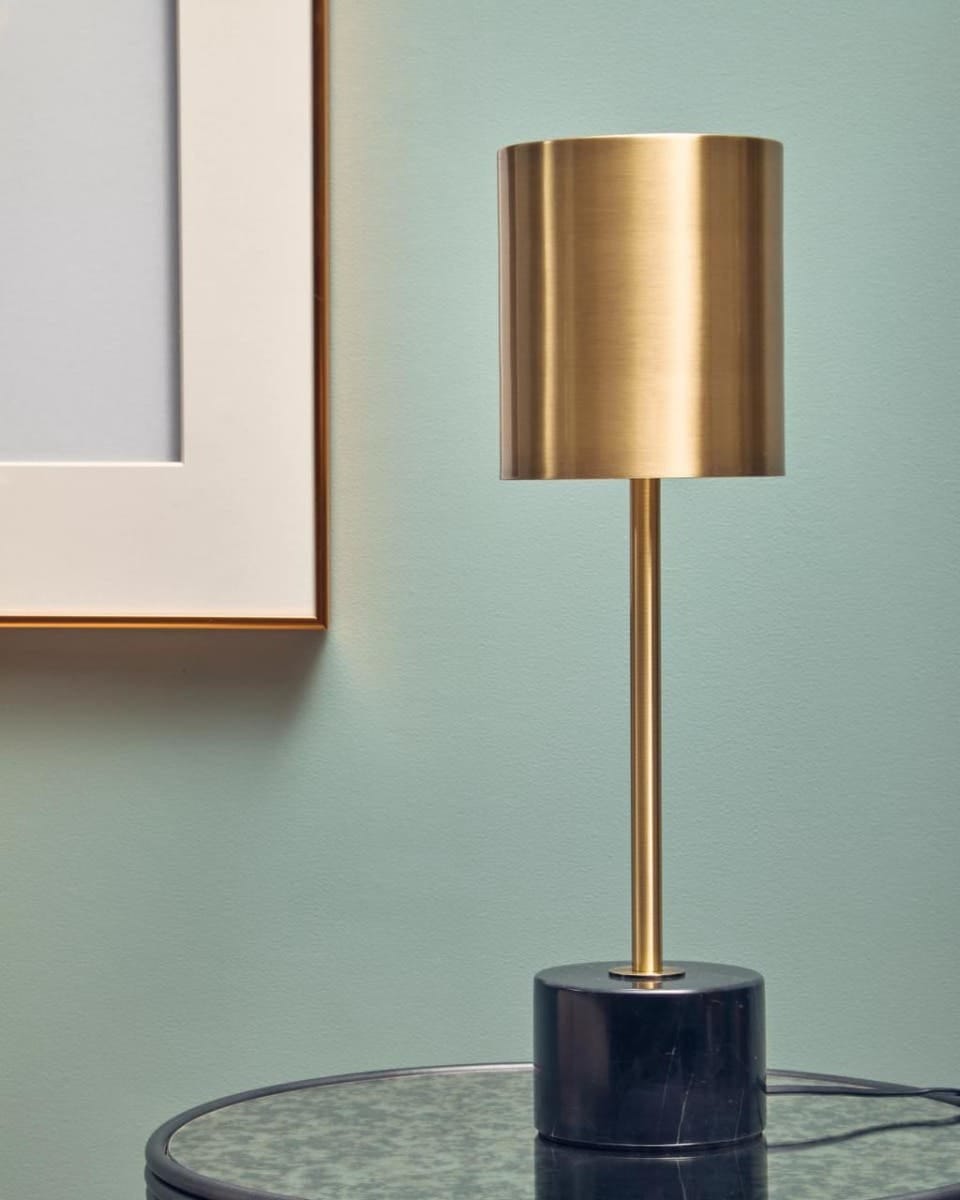 Esperance Lighting Palais Brushed Brass Table Lamp with Black Marble Base House of Isabella UK