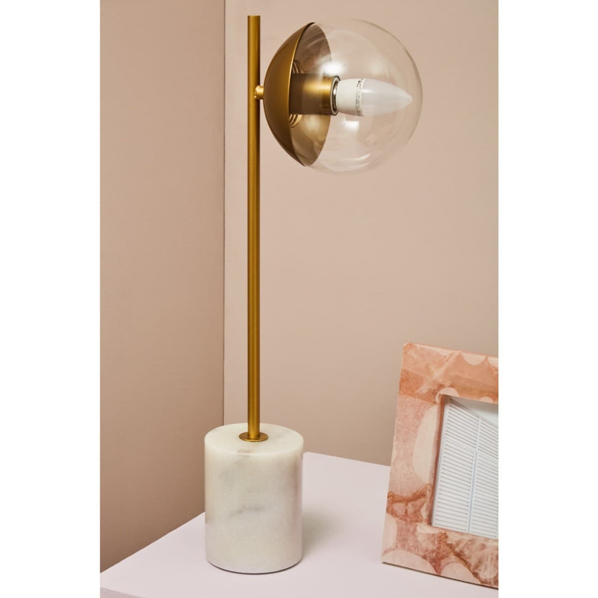 Esperance Lighting Revive Gold Finish Metal Table Lamp with White Marble Base House of Isabella UK