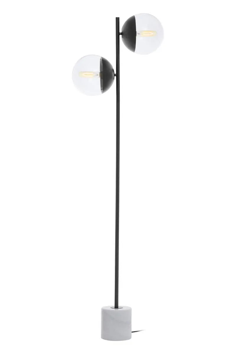 Esperance Lighting Revive Two Light Black Floor Lamp with Marble Base House of Isabella UK