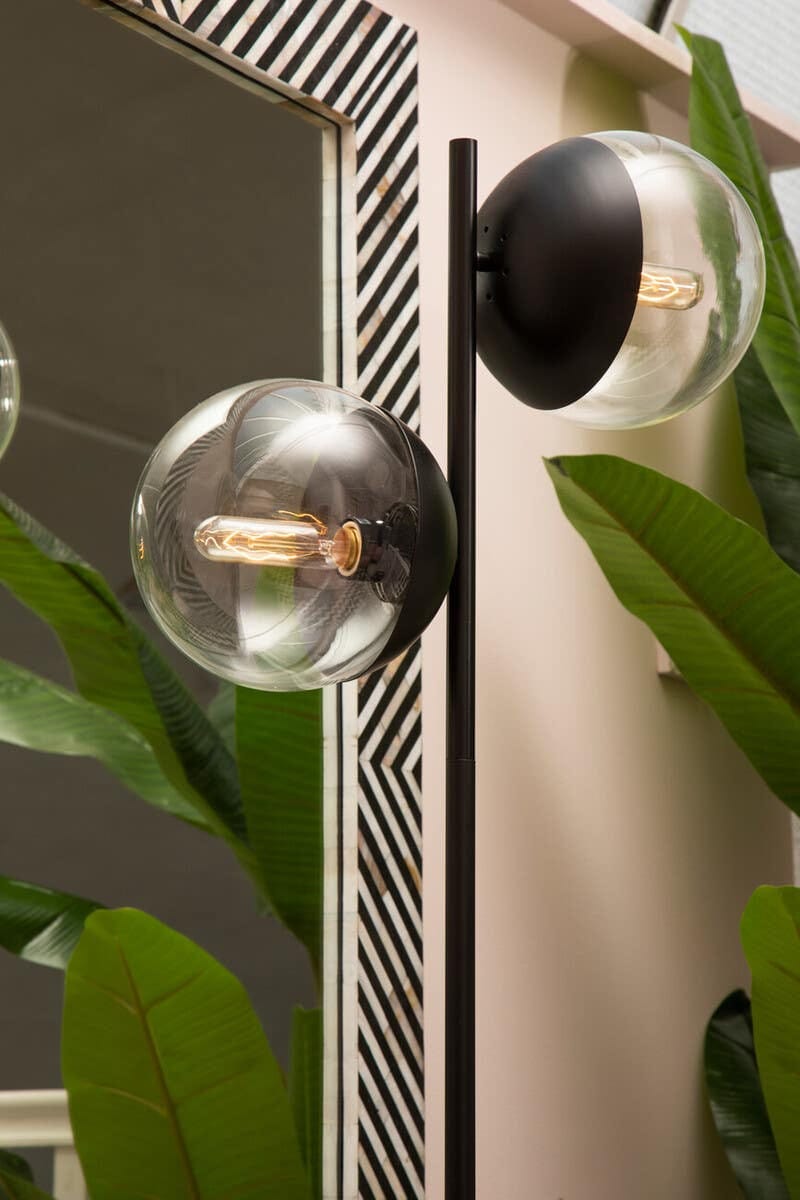 Esperance Lighting Revive Two Light Black Floor Lamp with Marble Base House of Isabella UK