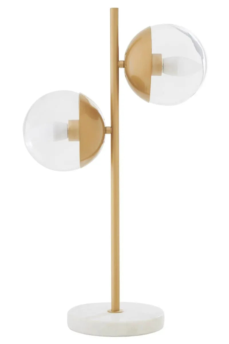 Esperance Lighting Revive Two Light Gold Finish Table Lamp with White Marble Base House of Isabella UK