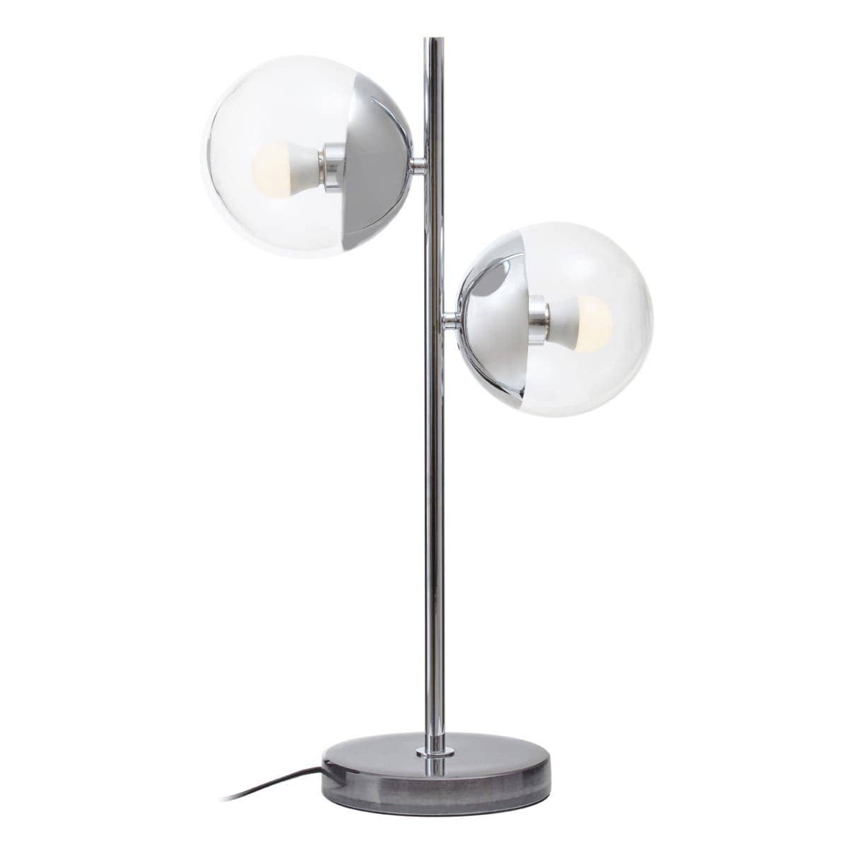 Esperance Lighting Revive Two Light Silver and Black Marble Table Lamp House of Isabella UK