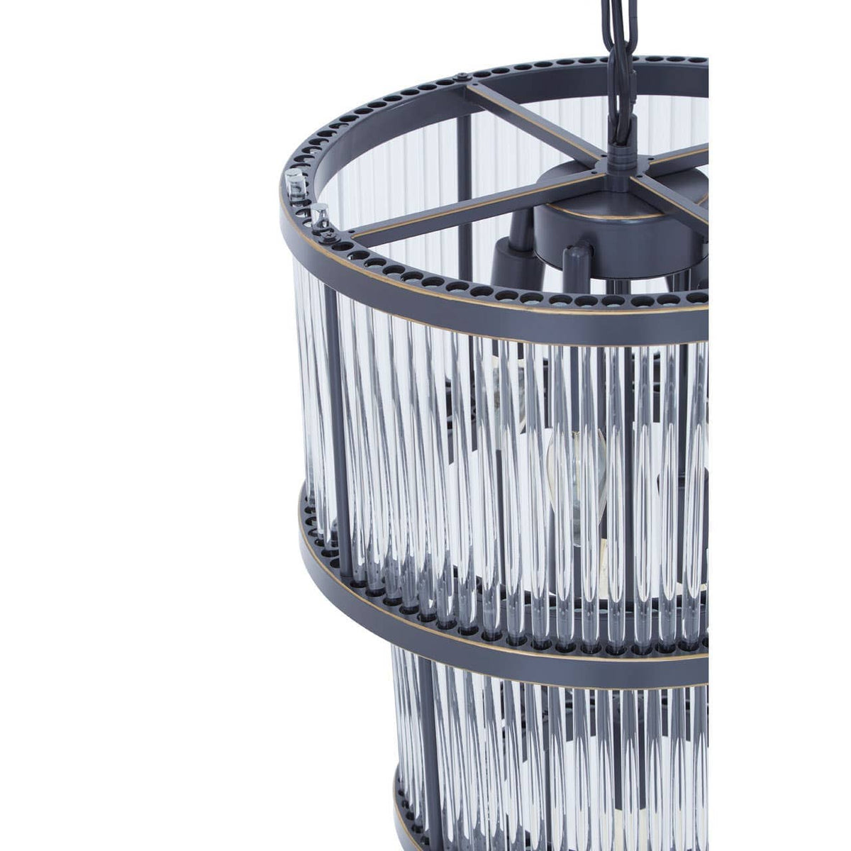 Esperance Lighting Salasco 3 Tier Black Finish Glass Chandelier House of Isabella UK