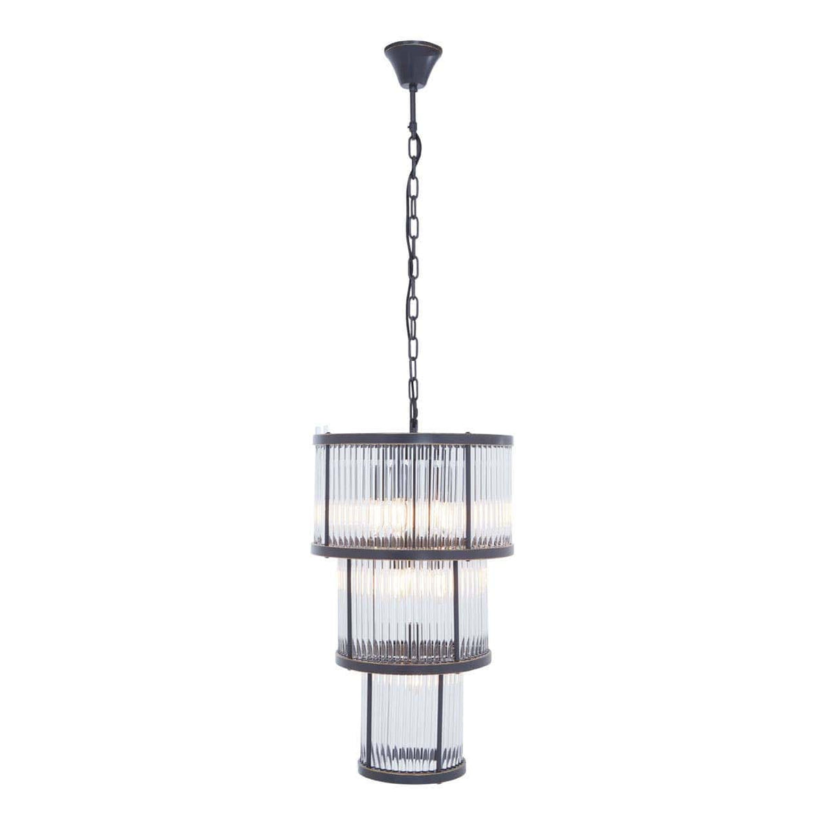 Esperance Lighting Salasco 3 Tier Black Finish Glass Chandelier House of Isabella UK