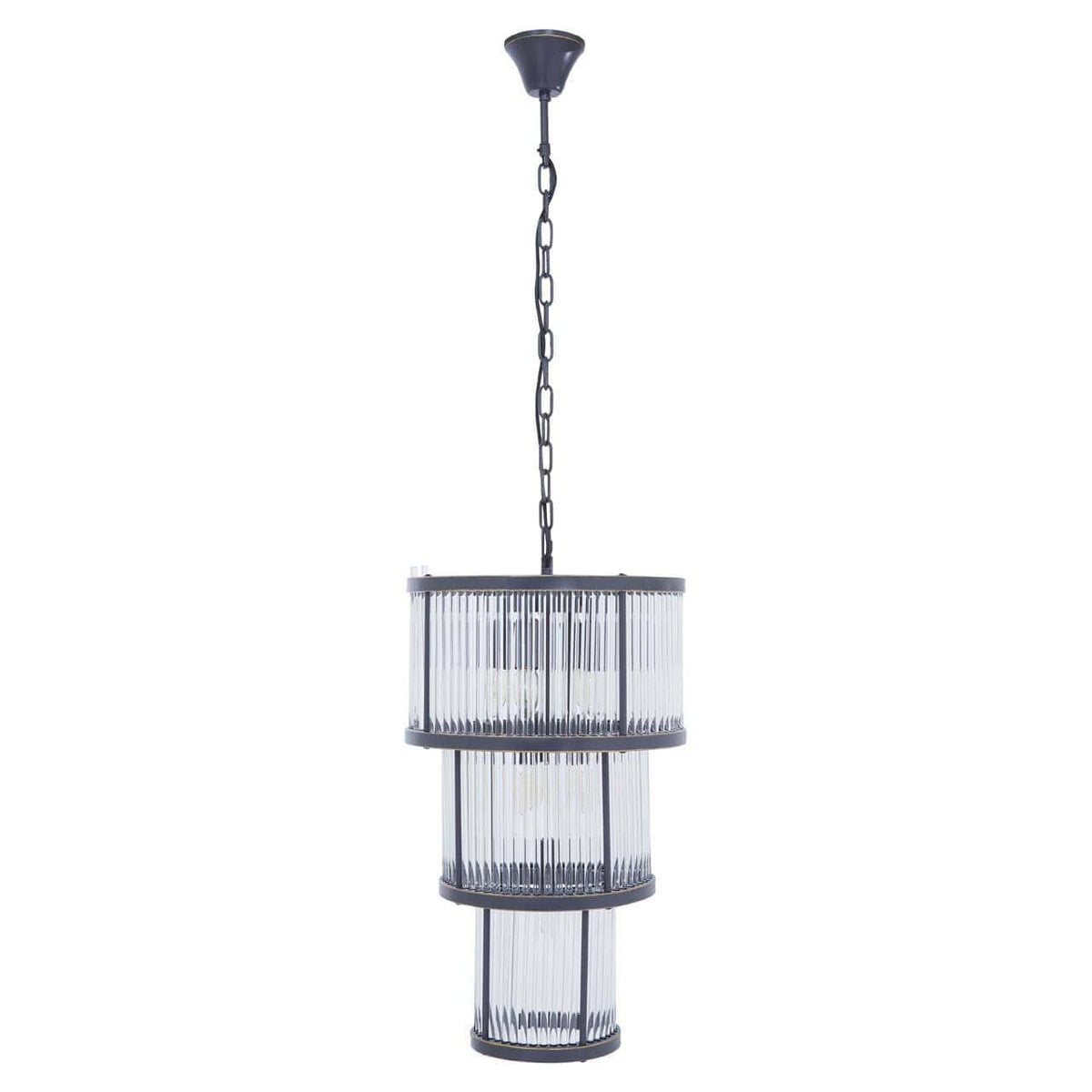 Esperance Lighting Salasco 3 Tier Black Finish Glass Chandelier House of Isabella UK