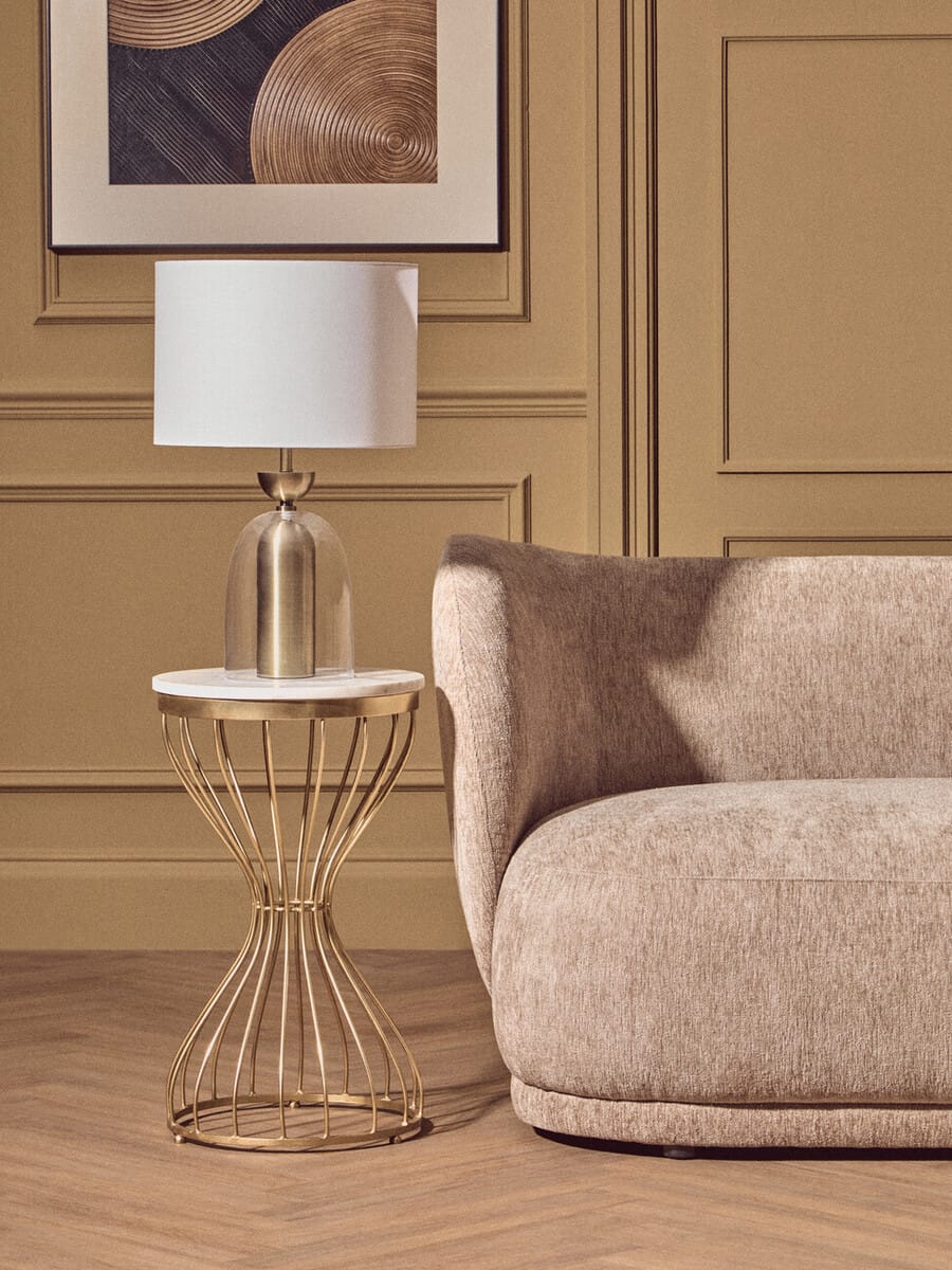 Esperance Lighting Sellis Clear Glass and Antique Brass Finish Metal Table Lamp House of Isabella UK