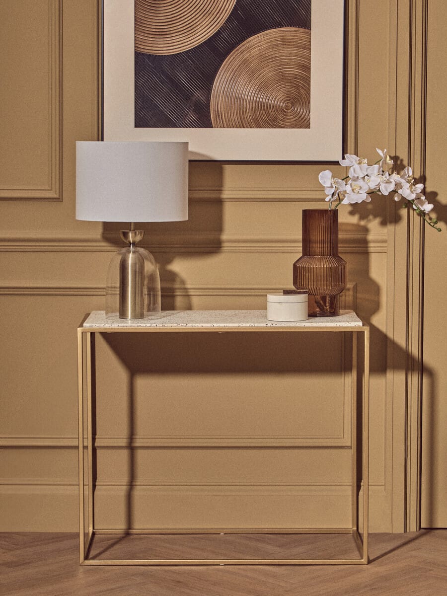 Esperance Lighting Sellis Clear Glass and Antique Brass Finish Metal Table Lamp House of Isabella UK
