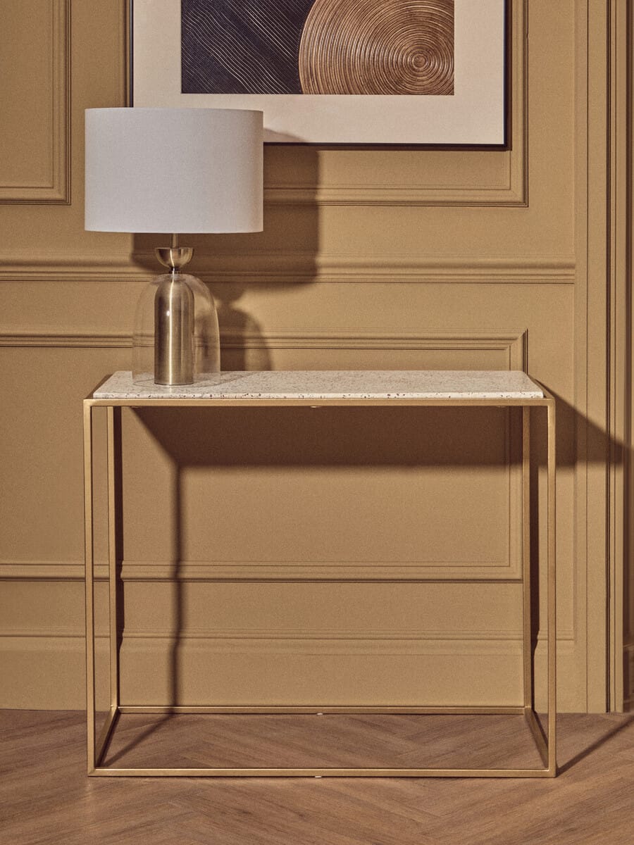 Esperance Lighting Sellis Clear Glass and Antique Brass Finish Metal Table Lamp House of Isabella UK