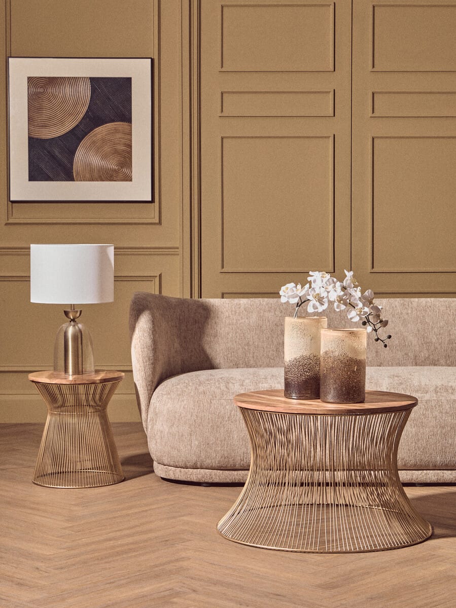 Esperance Lighting Sellis Clear Glass and Antique Brass Finish Metal Table Lamp House of Isabella UK