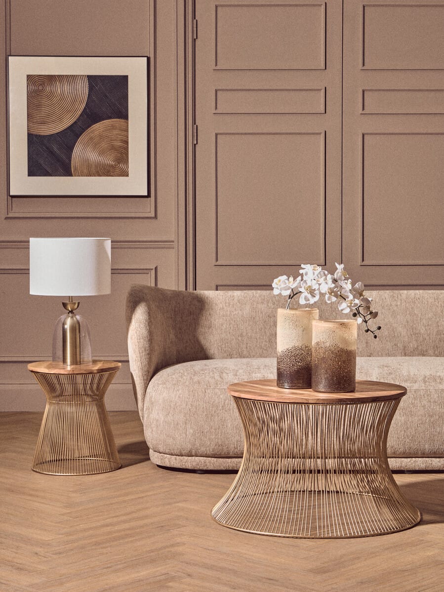 Esperance Lighting Sellis Clear Glass and Antique Brass Finish Metal Table Lamp House of Isabella UK