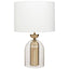 Esperance Lighting Sellis Clear Glass and Antique Brass Finish Metal Table Lamp House of Isabella UK