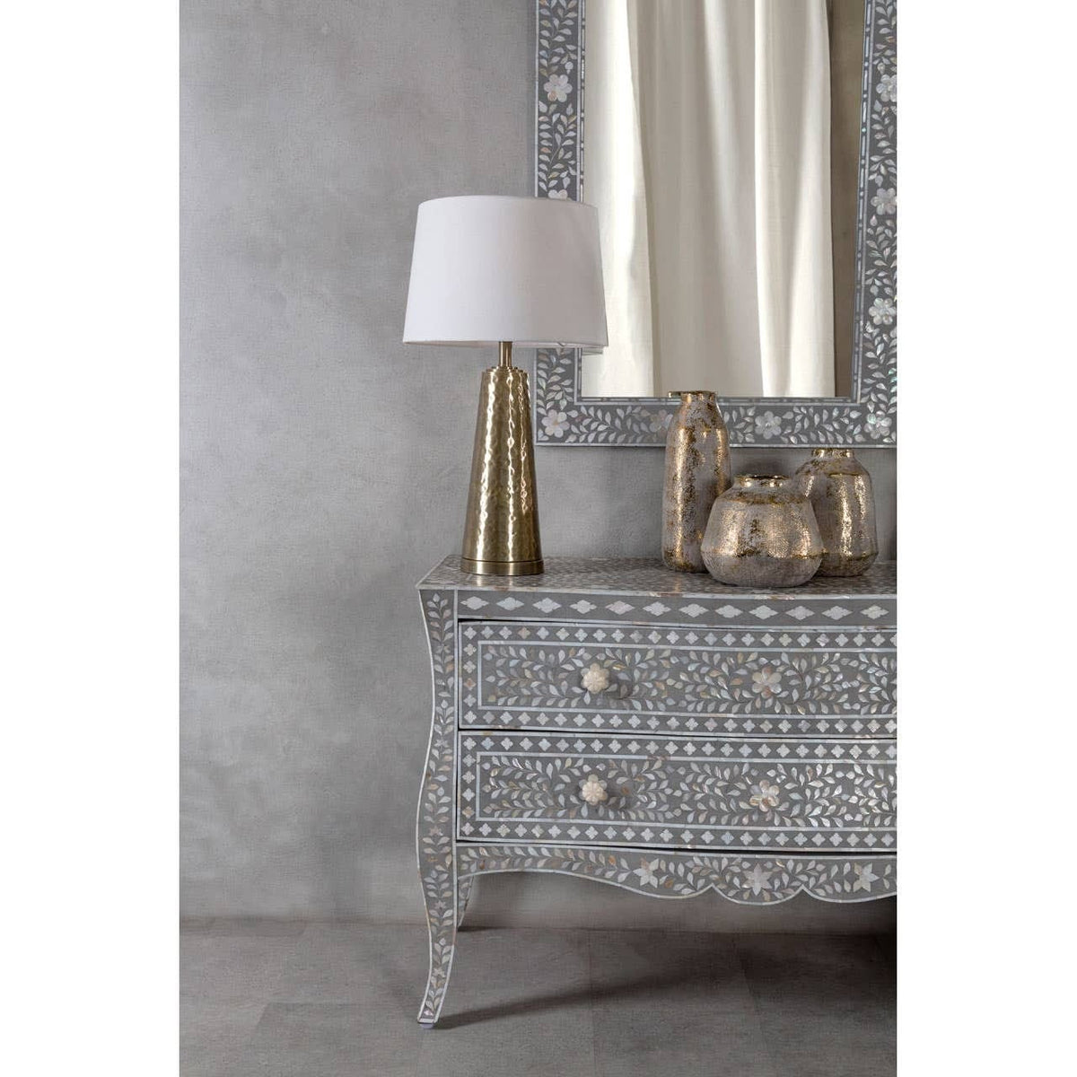Esperance Lighting Spiridon Antique Brass Finish Table Lamp with Cream Shade House of Isabella UK