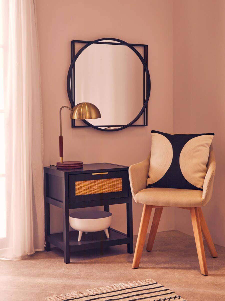 Esperance Lighting Sydnee Antique Brass Finish Task Lamp with Wood Base House of Isabella UK