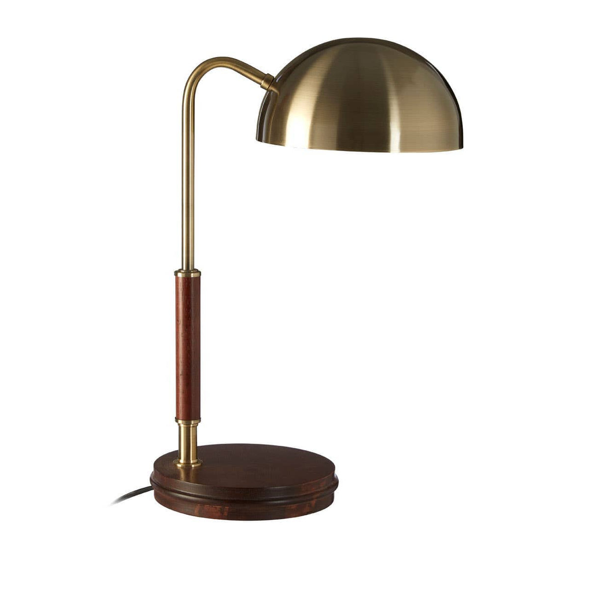Esperance Lighting Sydnee Antique Brass Finish Task Lamp with Wood Base House of Isabella UK