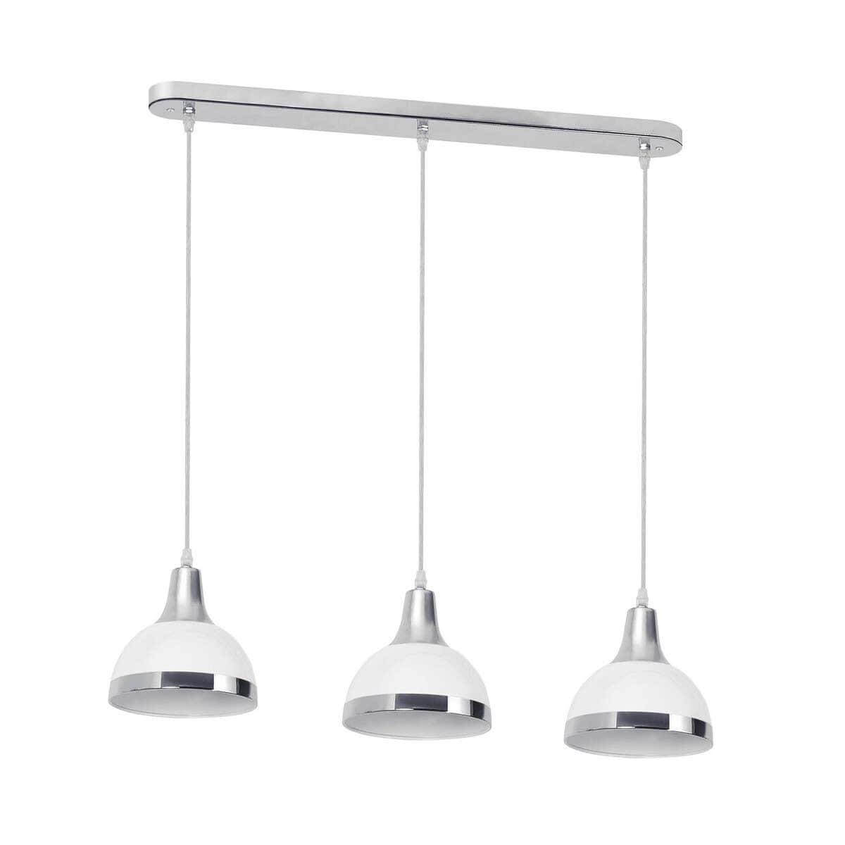 Esperance Lighting Vermont Three White and Chrome Shade Pendant Light House of Isabella UK