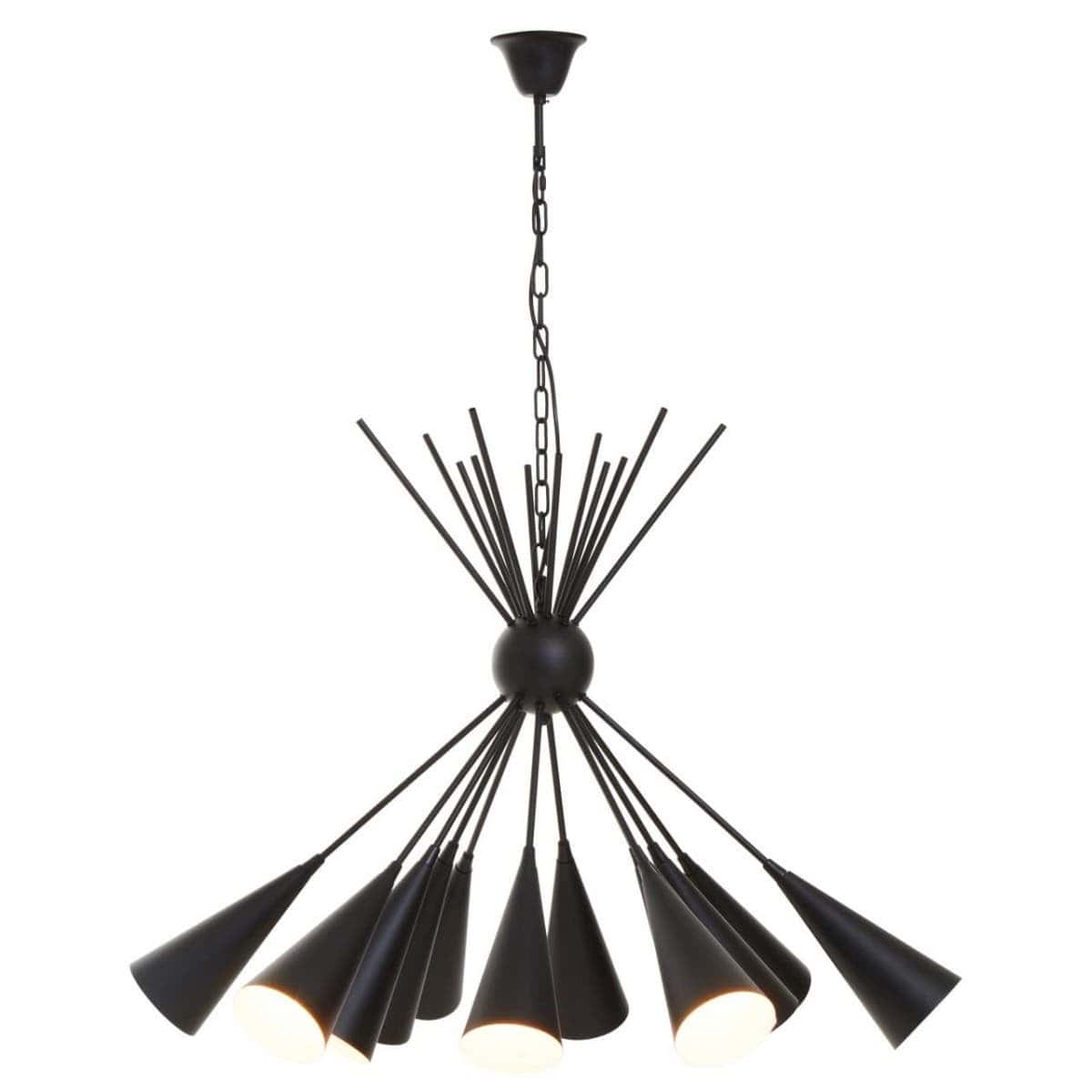 Esperance Lighting Yara Matt Black 12 Bulb Statement Pendant Light House of Isabella UK