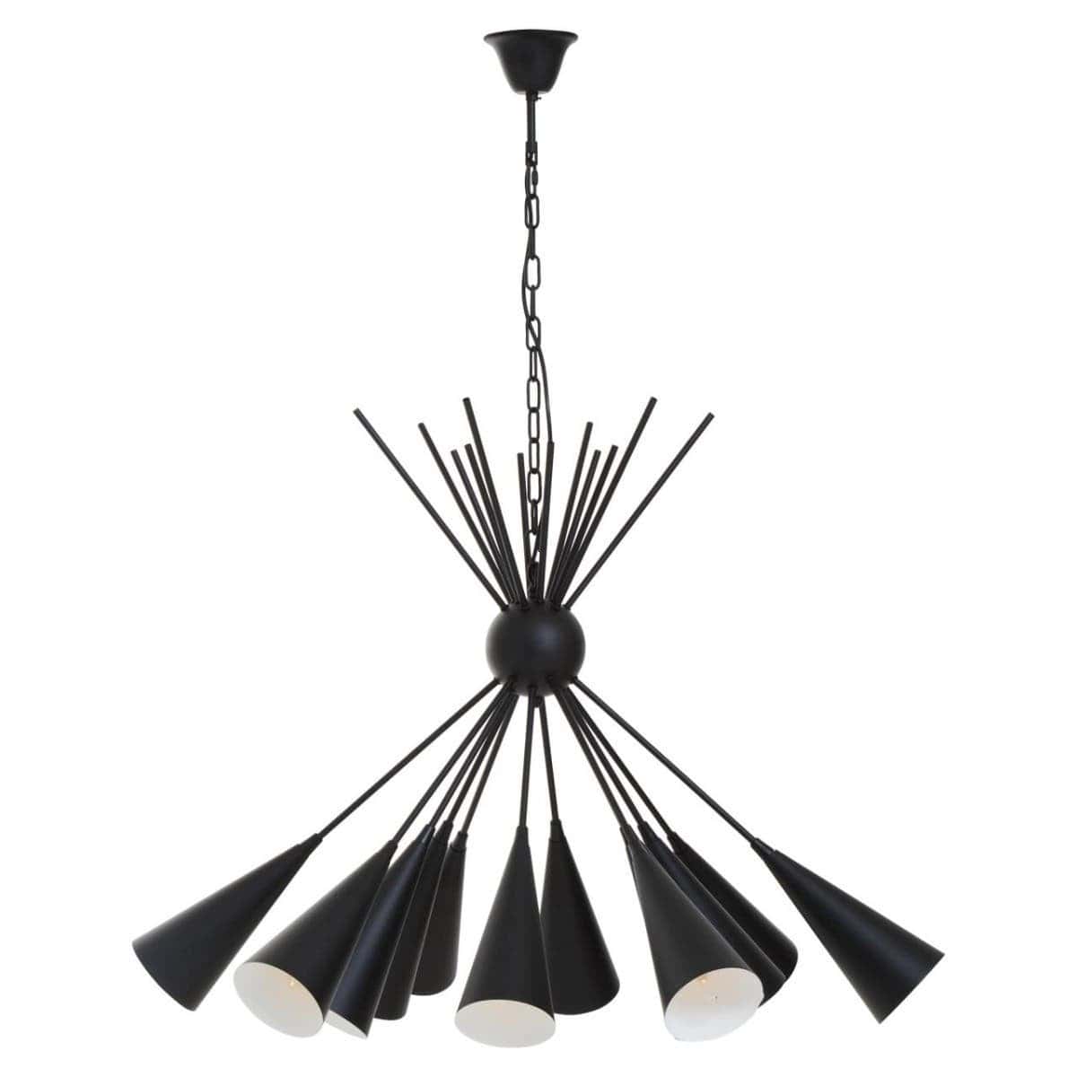 Esperance Lighting Yara Matt Black 12 Bulb Statement Pendant Light House of Isabella UK