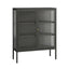 Esperance Living Addison Black Metal and Fluted Glass Door Cabinet House of Isabella UK