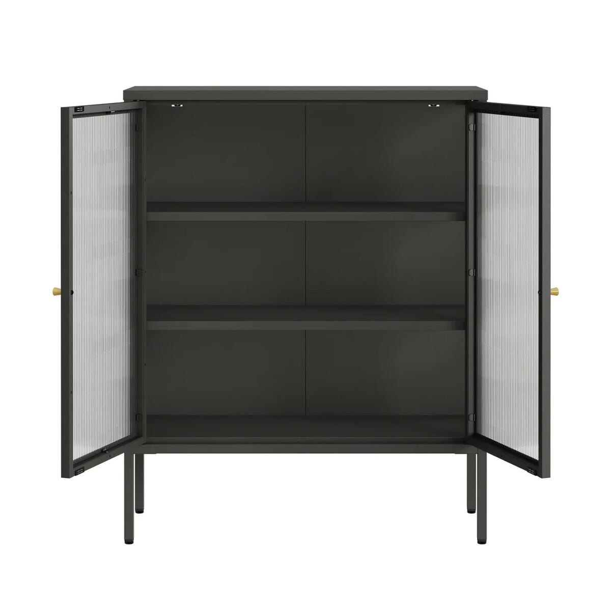 Esperance Living Addison Black Metal and Fluted Glass Door Cabinet House of Isabella UK