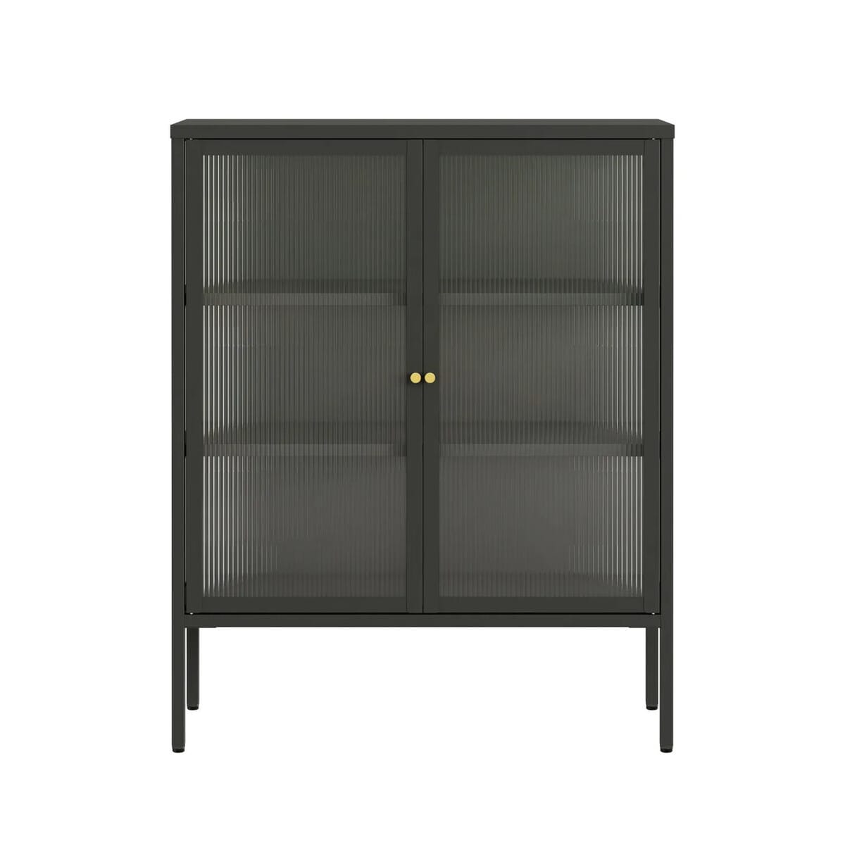 Esperance Living Addison Black Metal and Fluted Glass Door Cabinet House of Isabella UK