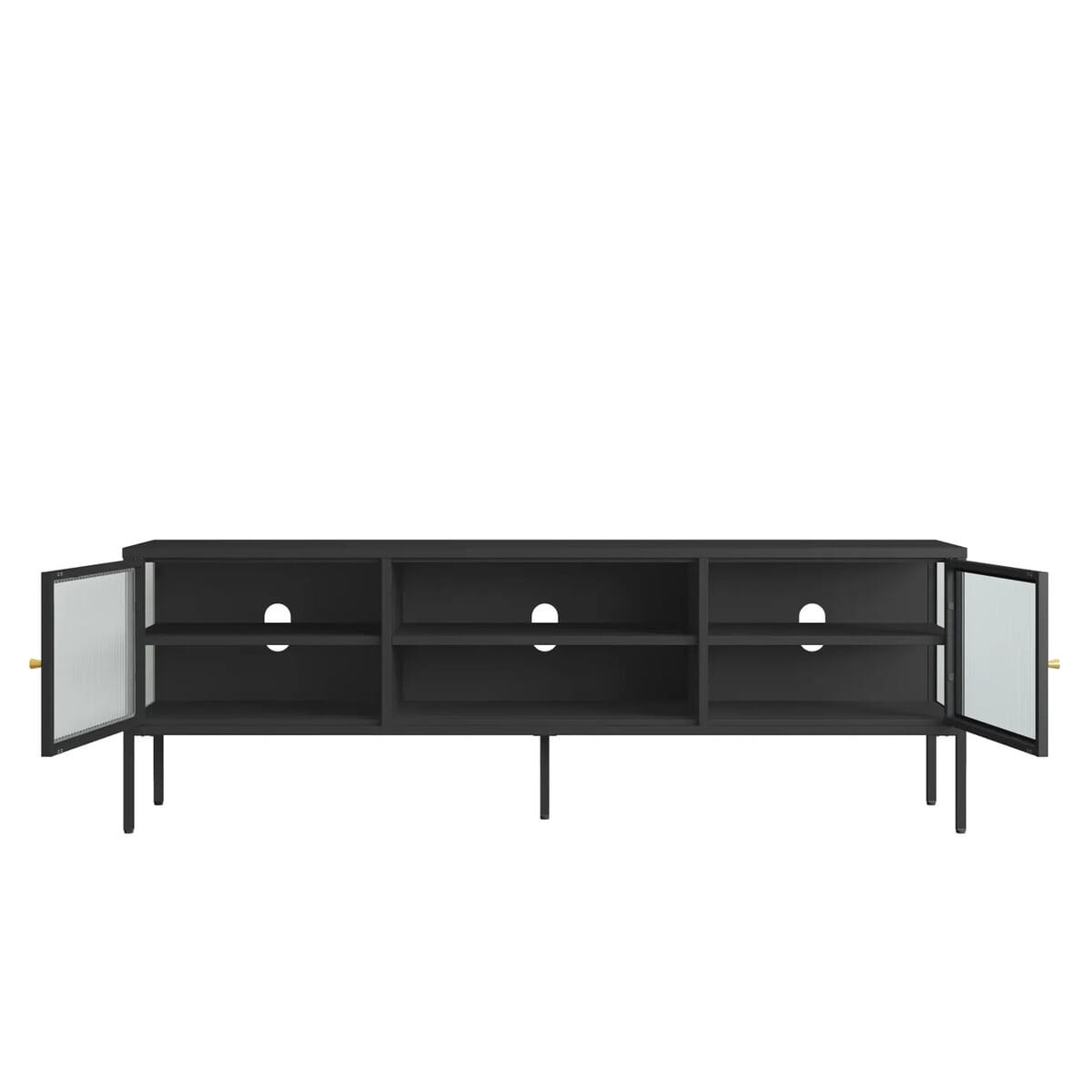Esperance Living Addison Black Metal and Fluted Glass Door Media Unit House of Isabella UK