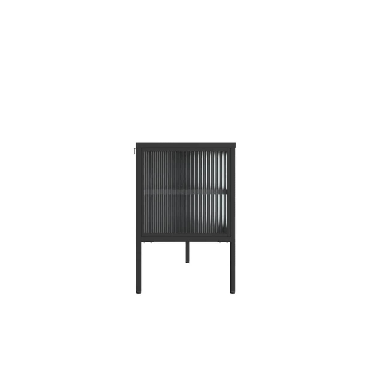 Esperance Living Addison Black Metal and Fluted Glass Door Media Unit House of Isabella UK