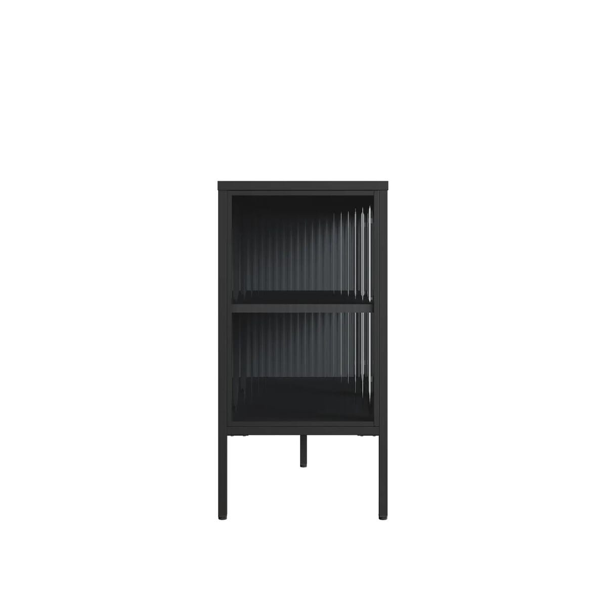 Esperance Living Addison Black Metal and Fluted Glass Door Sideboard House of Isabella UK