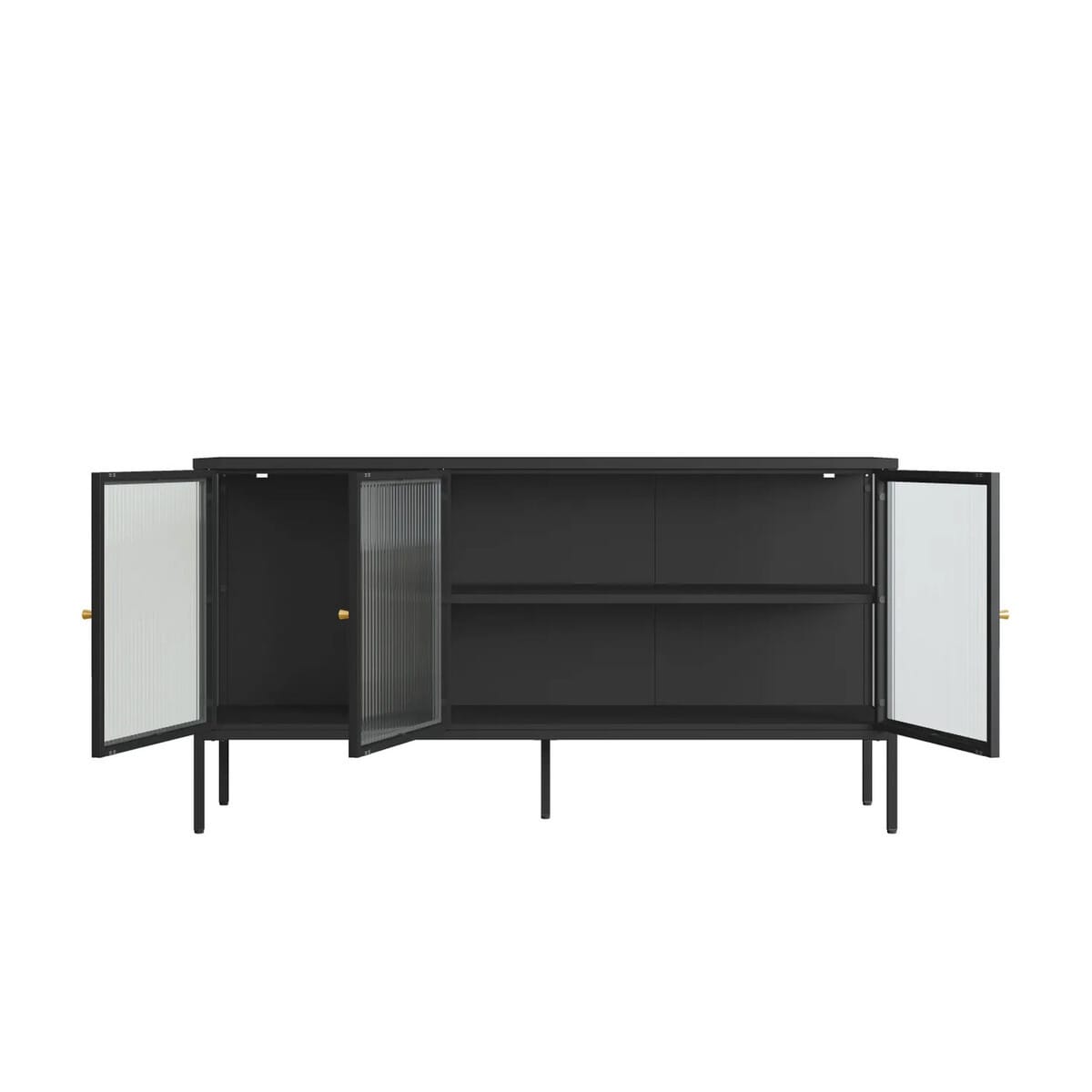 Esperance Living Addison Black Metal and Fluted Glass Door Sideboard House of Isabella UK