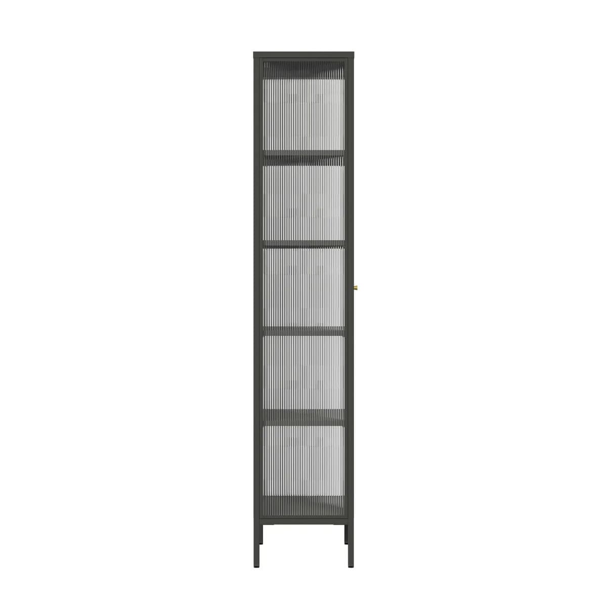 Esperance Living Addison Black Metal and Fluted Glass Door Tall Cabinet House of Isabella UK