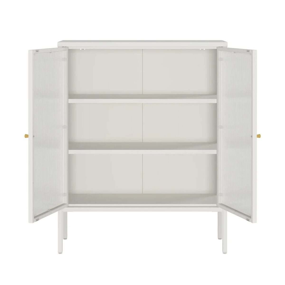 Esperance Living Addison Warm White Metal and Fluted Glass Door Cabinet House of Isabella UK