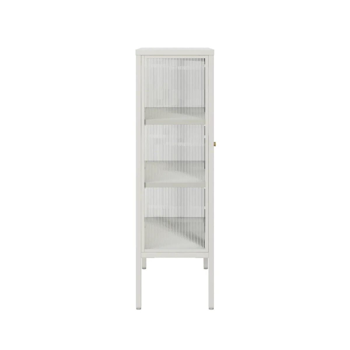 Esperance Living Addison Warm White Metal and Fluted Glass Door Cabinet House of Isabella UK
