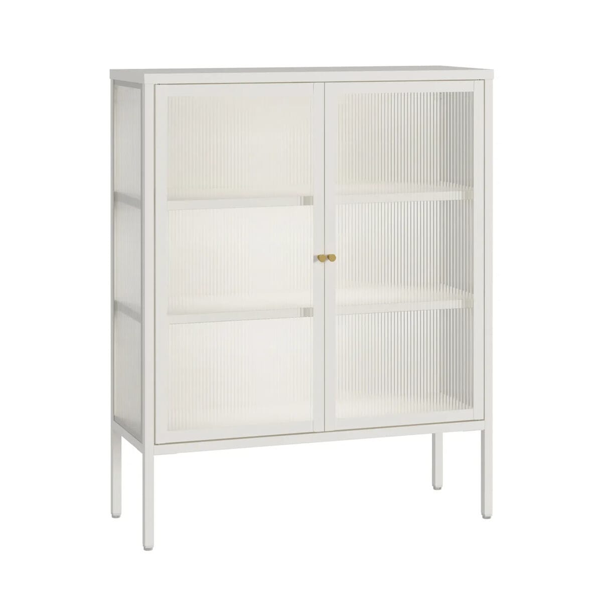 Esperance Living Addison Warm White Metal and Fluted Glass Door Cabinet House of Isabella UK