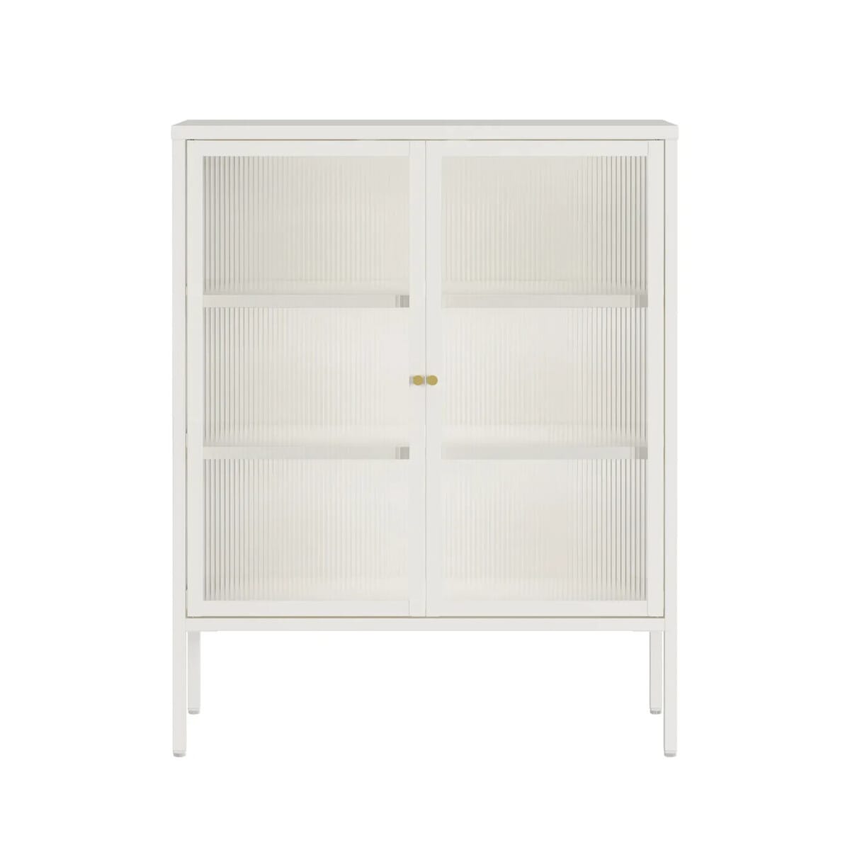 Esperance Living Addison Warm White Metal and Fluted Glass Door Cabinet House of Isabella UK